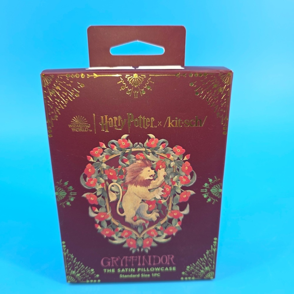 Harry Potter x Kitsch Gryffindor Satin Pillowcase‎ Standard Size Red Gold Lion